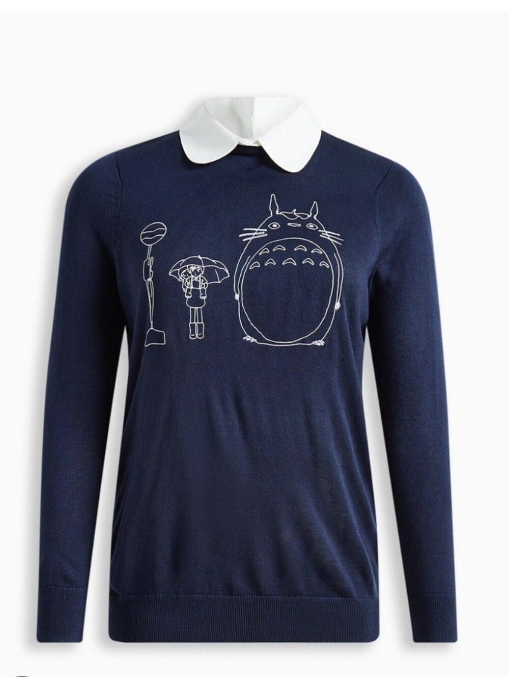 Her Universe My Neirghbor Totoro Navy Crewneck Sweater Peter Pan Collar Sz 1X